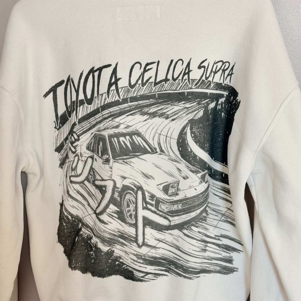 Hollister Toyota Celica Supra Graphic Hoodie White Boxy Fit Mens Medium JDM Car - Picture 4 of 12